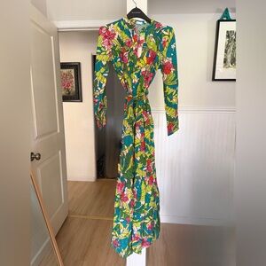 NWT Tori Richard Multicolor Floral Maxi Dress SZ: L